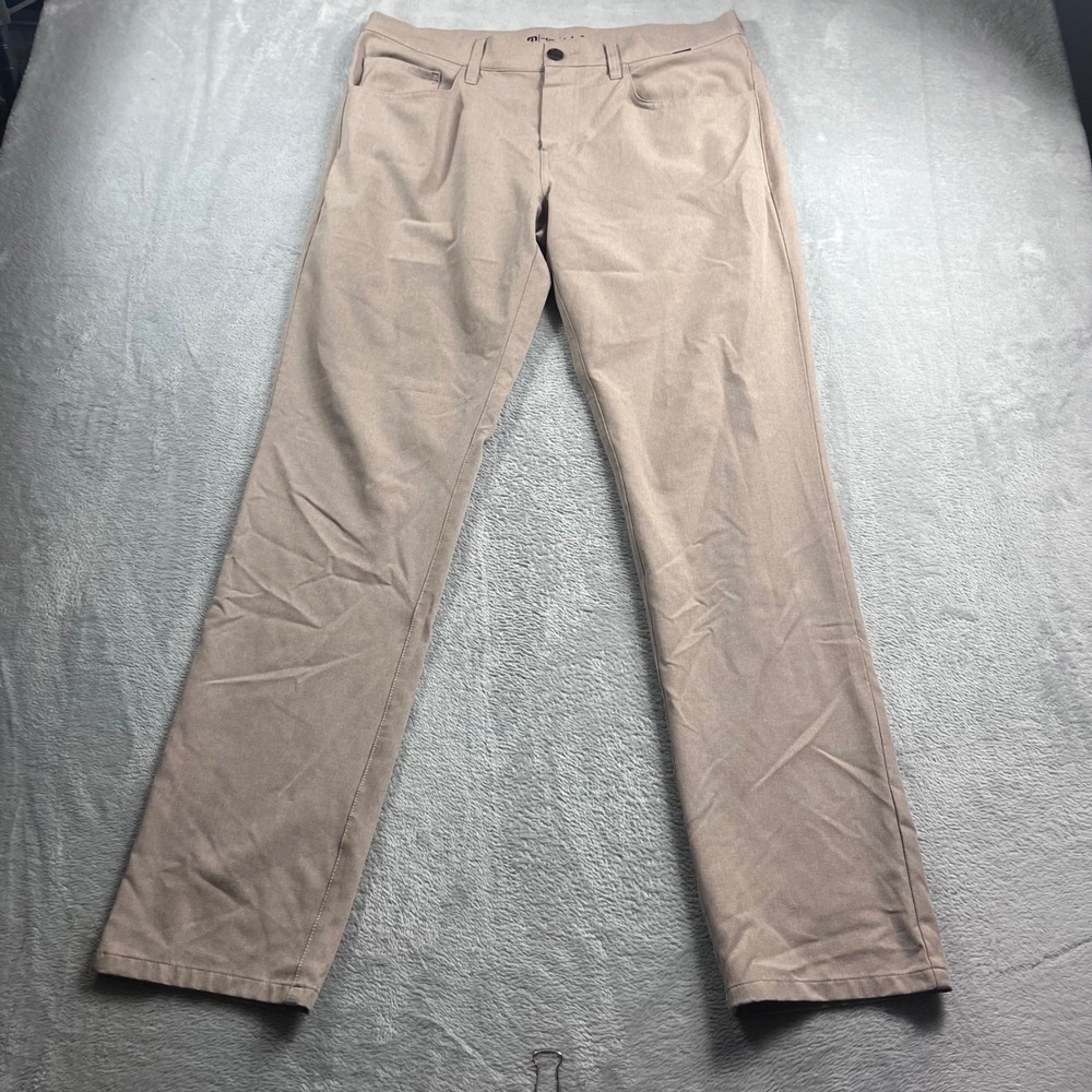 TravisMathew Open to Close Pants Mens 34 Tan Performance Golf Trousers 1MT435